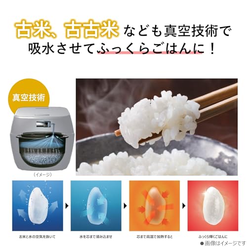 TOSHIBA(東芝) 炊飯器 炎匠炊き 5.5合 RC-10VSV(K) グランブラック 真空圧力IH rice cooker 日本製 真空ひたし 真空保温白米40時間 中間 画像