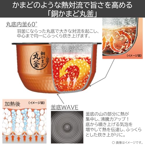 TOSHIBA(東芝) 炊飯器 炎匠炊き 5.5合 RC-10VSV(K) グランブラック 真空圧力IH rice cooker 日本製 真空ひたし 真空保温白米40時間 中間 画像