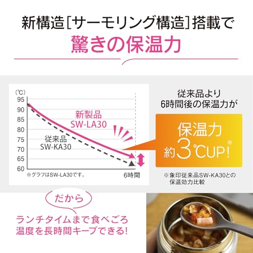 象印 スープジャー 400ml 大きめ茶碗サイズ 【おいしく保温・保冷】 食洗機対応 洗いやすい シームレスせん お弁当 広口 エクリュベージュ SW-LA40-CM 最後 画像