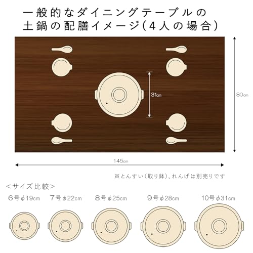 【正規品】 萬古焼 銀峯 土鍋 (深鍋) 10号 4-5人用 花三島 直火対応 保温性 日本製 21101 中間 画像