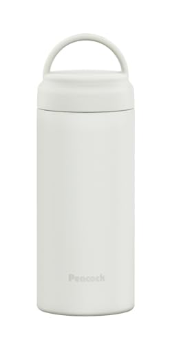 【持ち運び便利なハンドル付き】ピーコック魔法瓶 スクリューマグボトル ホワイト 350ml 水筒 魔法瓶 保温 保冷 まほうびん 持ち手 軽量 タンブラー コーヒー マグ 洗いやすい マグボトル AKZ-35 W 1枚目 画像