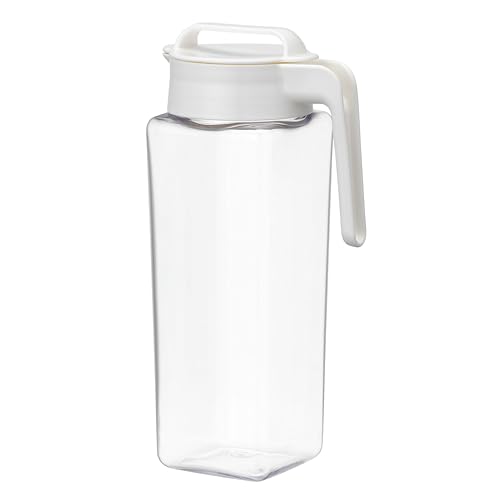 岩崎工業 ラストロウェア スクエア ピッチャー 冷水筒 耐熱 縦横置き 2.1L 日本製 麦茶ポット 冷茶 ボトル 冷水ポット お茶ポット 水出し 水出しコーヒー ウォーター ジャグ 横置き 広口 ホワイト K-1298 WH 1枚目 画像