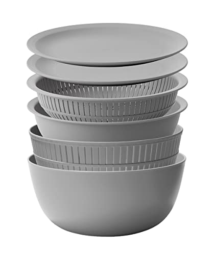 ライクイット (like-it) ざる ボウル 電子レンジ対応 Colander&Bowl 米とぎにも使える ザルとボール グレー 6点セット 日本製 水切り 湯切り可能 耐熱ボウル 1枚目 画像
