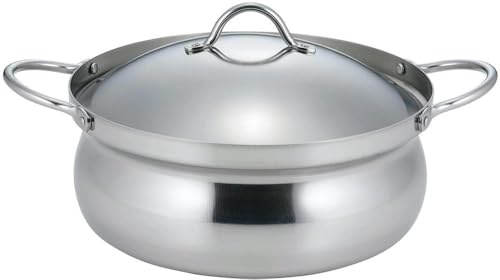 下村企販 卓上鍋 22cm 三層鋼 【日本製】 IH・ガス火対応 食洗機対応 2~3人用 割れにくい 軽量 熱伝導率がいい アルミ芯 ステンレス フタ付き 土鍋 燕三条 45892 1枚目 画像