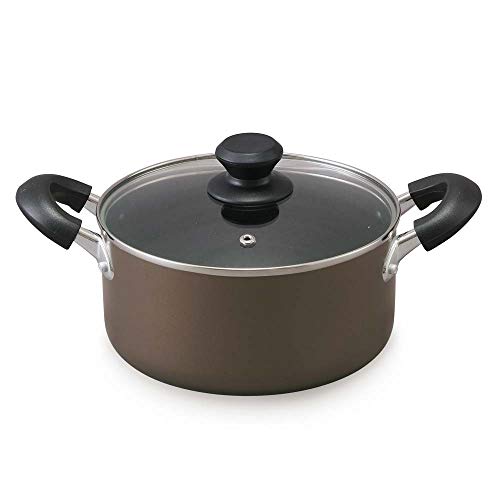 アイリスオーヤマ 両手鍋 20㎝ 鍋 蓋つき ガス火/IH対応 ガラス蓋付き ダイヤモンドコート 長持ち こびりつきにくい お手入れ簡単 ブラウン DIS-P20 1枚目 画像