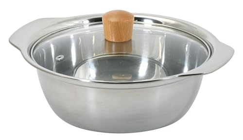 パール金属 鍋 卓上鍋 よせ鍋 寄せ鍋 22cm ガラス蓋付 ステンレス製 IH対応 ガス火対応 和楽庵 HC-375 1枚目 画像