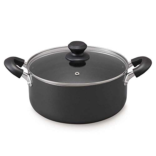 【新生活応援】アイリスオーヤマ 両手鍋 24㎝ 鍋 蓋つき ガス火/IH対応 ガラス蓋付き ダイヤモンドコート 長持ち こびりつきにくい お手入れ簡単 ブラック DIS-P24 1枚目 画像