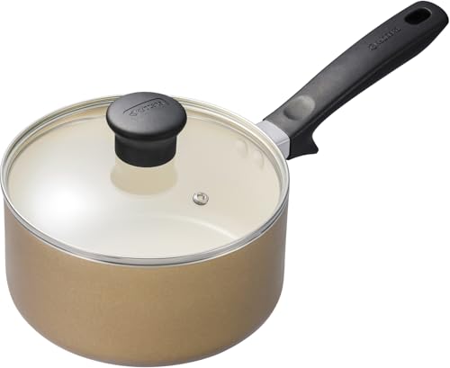 京セラ 片手鍋 18cm ガラス蓋付 セラブリッド PFAS 鉛 カドミウム フッ素 不使用 セラミック 加工 IH ガス 対応 中火以下 ベージュ IH対応 CN-18CBG-AZ 【Amazon.co.jp 限定】 1枚目 画像
