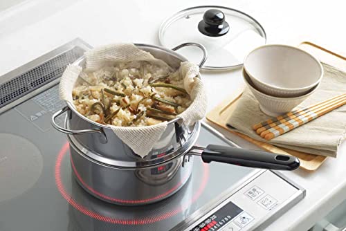 ヨシカワ 片手鍋 二段蒸し器 ステンレス 18cm 蒸し料理 ガス火・IH対応 蒸しごよみ SJ3357 中間 画像