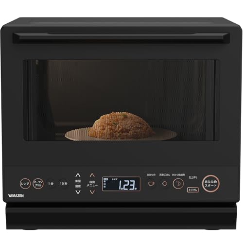 [山善] 電子レンジ オーブンレンジ 26L スリム 1000W フラットテーブル オートメニュー41種 グリル ヘルツフリー ブラック YRS-F160V(B) 1枚目 画像