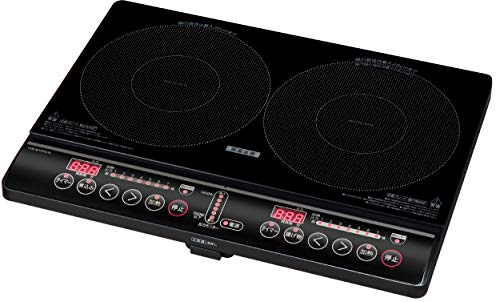 [山善] 2口 IHコンロ IHクッキングヒーター 1400W IH調理器 工事不要 (幅56cmタイプ) 煮込みモード搭載 静音設計 ブラック YEM-W1456(B) 1枚目 画像