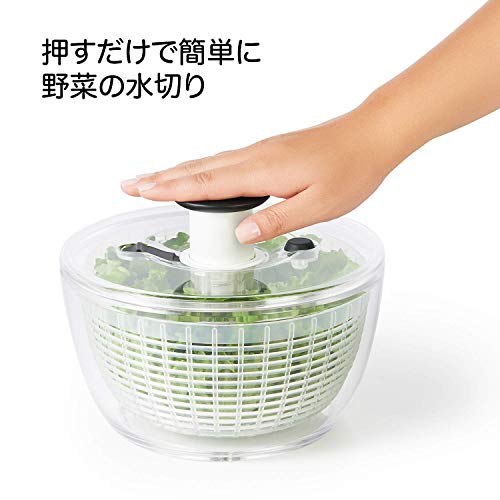 OXO オクソー サラダスピナー 野菜水切り器 小 丸型 2~3人分 一人暮らし 20.5×20.5×12cm 食器洗い乾燥機(低温設定)可 最後 画像