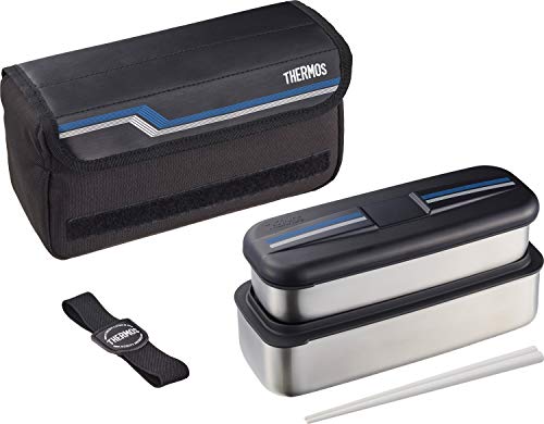 サーモス 弁当箱 ステンレス フレッシュランチボックス 1100ml ラインブラック DSD-1104W L-BK 1枚目 画像