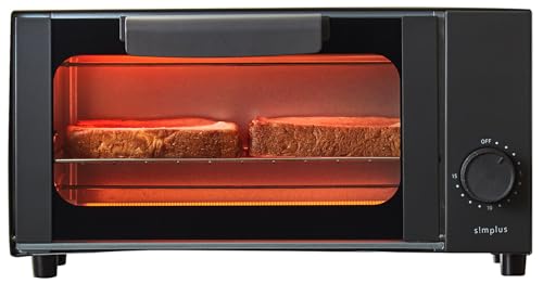 simplus トースター オーブントースター 2枚焼き タイマー付き 受け皿付き パンくずトレー付き 一人暮らし SP-TB01 シンプラス コンパクト かわいい おしゃれ 小型 新生活 パン焼き トースト 切り餅 (タイマーのみ/ブラック) 1枚目 画像