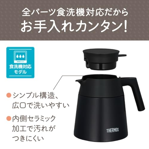 サーモス 真空断熱コーヒーサーバー 720ml ブラック 全パーツ食洗機対応 コーヒードリッパー対応 魔法びん構造 保温保冷 TTF-720 BK 中間 画像