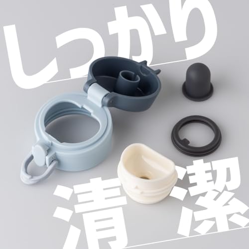 アトラス 水筒 800ml 保温 保冷 真空断熱 魔法瓶 超軽量 ワンタッチボトル マグボトル 広口 洗いやすい 分解して洗える 傷つきにくい バイオレットブルー 白湯 AOW-801VBL 中間 画像