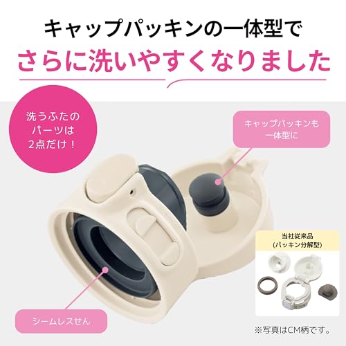 象印 水筒 大容量 720ml 【選べるサイズ】 洗いやすい シームレスせん 洗う点数3点 スポーツドリンクOK 保温・保冷 ワンタッチ サンドベージュ SM-VB72-CM 中間 画像