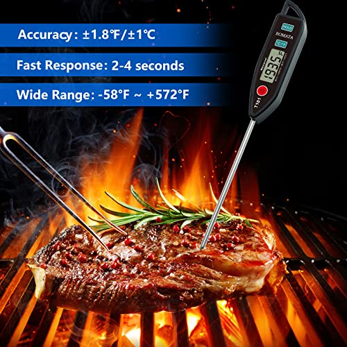 BOMATA Waterproof IPX7 Thermometer for Water, Liquid, Candle and Cooking. Instant Read Food Thermometer with Long Probe for Cooking, Meat, BBQ! T101 (Black Color) 中間 画像