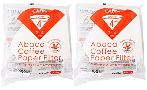 三洋産業 コーヒー フィルター アバカ 円錐形 2~4杯用 100枚入 2個パック 白 計200枚 AC4-100W 1枚目 画像
