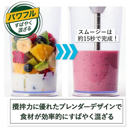 クイジナート コードレス 充電式 ハンドブレンダー チョッパー付 おろしディスク付 つぶす/混ぜる/泡立てる/かき混ぜる/刻む・ミンチ/おろす 軽量 RHB-1070J 中間 画像