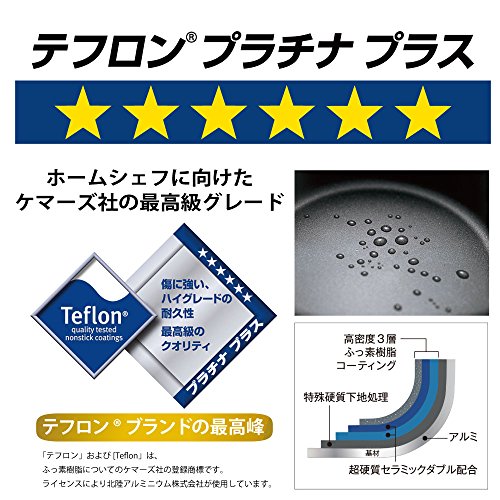 北陸アルミ フライパン 22cm 軽量 ガス火 日本製 深め 軽い 全面均一加熱 時短フライパン 丈夫 frying pan made in japan アルミ鋳物製 キャスト 熱変形に強い 木柄 木ハンドル 金属ヘラ使用 累計販売数100万枚 テフロン加工 最高級コーティング 焦げ付きにくい ジャパンクオリティ PFOAフリー センレンキャスト A-0253 中間 画像