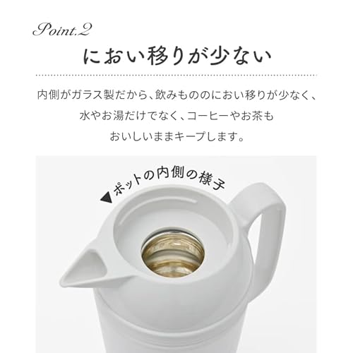 ピーコック魔法瓶工業(The-peacock) ピーコック 保温ポット 1.0L 保温 保冷 ガラス製 卓上ポット 魔法瓶 パッキン無し ハンディポット 保温力 電気不要 まほうびん ポット 日本製 アーバン GHD-100 ZA 中間 画像