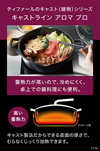 ティファール 両手鍋 28cm 鋳物なのに軽くて使いやすい IH ガス火対応 PFOAなどの有害物質不使用 こびりつきにくさ長持ち 「キャストライン アロマ プロ シャローパン」 ブラック E25172 最後 画像