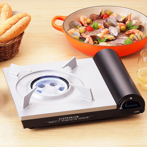 イワタニ Iwatani 岩谷 カセットコンロ カセットフー エコプレミアム 省エネ 内炎式 簡易コンロ 防災グッズ 卓上用 停電対策 日本製 CB-EPR-1 中間 画像