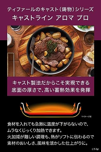 ティファール 取っ手のとれる 鍋 フライパンセット 5点セット IH ガス火対応 鋳物なのに軽くて使いやすい PFOAなどの有害物質不使用 「インジニオ･ネオ キャストライン アロマ プロ」 こびりつきにくさ長持ち ブラック L866S5 中間 画像
