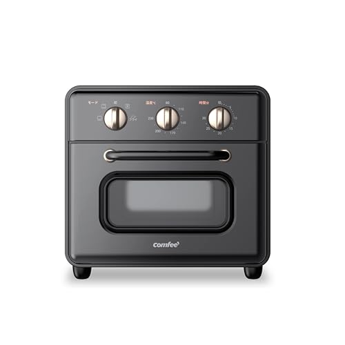 Comfee ' コンベクションオーブントースター 10L トースト2枚焼 4種類の加熱モード、3か所のトレイ設置 上下5本ヒーターの切替・ファンの強弱調整により、600Wから1200Wの出力(80~230℃の温度) CF-DE109-BKの外観・全体像 画像