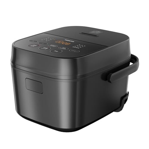 【Amazon.co.jp限定】[山善] 炊飯器 一人暮らし 5.5合 3種類炊き分け機能 マイコン式 低温調理 無洗米モード 保温 予約機能 ブラック AMRC-10M(B)の外観・全体像 画像