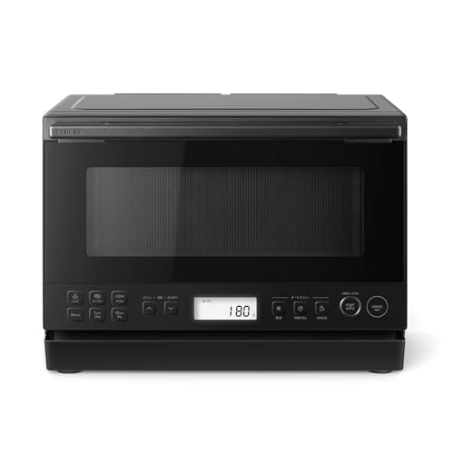 【Amazon.co.jp限定】TOSHIBA(東芝) スチームオーブンレンジ 石窯オーブン 23L 縦開き コンパクト 一人暮らし/家族 簡単操作 液晶パネル ER-60ZB(K) ブラックの外観・全体像 画像