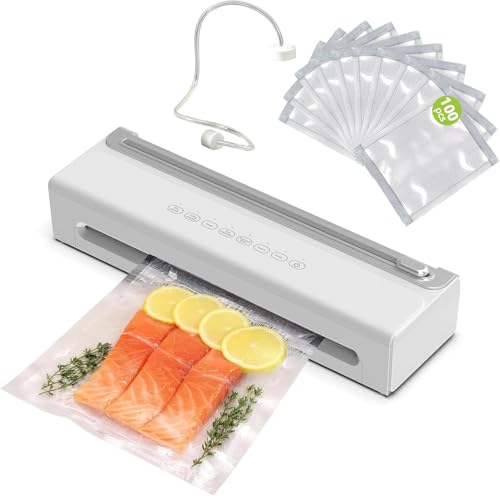 VITSR 真空パック機 フードシーラー 超大吸引力140kPA 鮮度12倍長持ち 7モード 食材保存 真空機 操作簡単 磁気収納 充電式 高耐久性 全自動 乾湿両用 真空パック 機 家庭用 フードセーバー 低騒音 軽量 コンパクト お手入れ簡単 防水洗浄タンク 日本語説明書 専用袋100枚付きの外観・全体像 画像