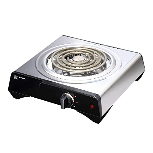 ROOMMATE [SURE] 石崎電機製作所 クッキングヒーター SK-1200V 高火力 1200W シーズヒーター採用 卓上 1口タイプ 小型 シルバー SK1200V 4段階火力調節 ステンレスボディ 簡単操作 安全・清潔 省エネ 鍋 フライパン 土鍋 鉄板 コンパクト 電熱器 電気コンロ 一人暮らし シュアー g004の外観・全体像 画像