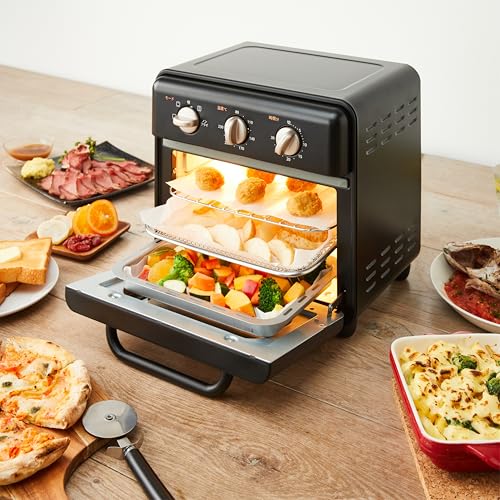 Comfee ' コンベクションオーブントースター 10L トースト2枚焼 4種類の加熱モード、3か所のトレイ設置 上下5本ヒーターの切替・ファンの強弱調整により、600Wから1200Wの出力(80~230℃の温度) CF-DE109-BKの特徴・詳細 画像