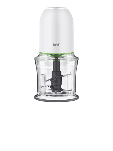 ブラウン フードプロセッサー マルチプラクティック3 CH3011WH コンパクト 簡単操作 パワフル 4枚刃 挽き肉 みじん切り 氷 クラッシュアイス 時短 安心設計 片手 ワンタッチ ワンプッシュ お手入れ簡単 食洗機 ドイツ設計 500ml フードプロセッサー チョッパー ホワイトの外観・全体像 画像