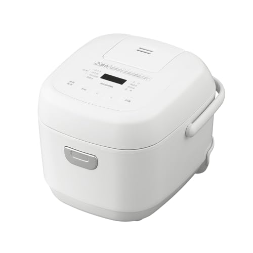 アイリスオーヤマ マイコン炊飯器 3合 一人暮らし 9種ヘルシーメニュー 自動メニュー搭載 銘柄炊き分け 軽量カップ付き RC-BMA30-W ホワイトの外観・全体像 画像
