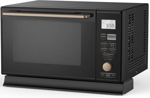 スチームオーブンレンジ25L一人暮らし二人暮らしフラットテーブルスチーム調理自動メニュー19種搭載角皿付きブラックの外観・全体像 画像