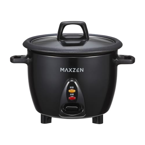 MAXZEN 炊飯器 3合 3.0合 二人暮らし 一人暮らし 1人暮らし 自動保温保温 スイッチ ミニ炊飯器 キッチン家電 コンパクト 炊飯ジャー ファミリー ガラス蓋 透明蓋 ワンタッチ ブラック 黒 MRC-TX301-BK マクスゼンの外観・全体像 画像