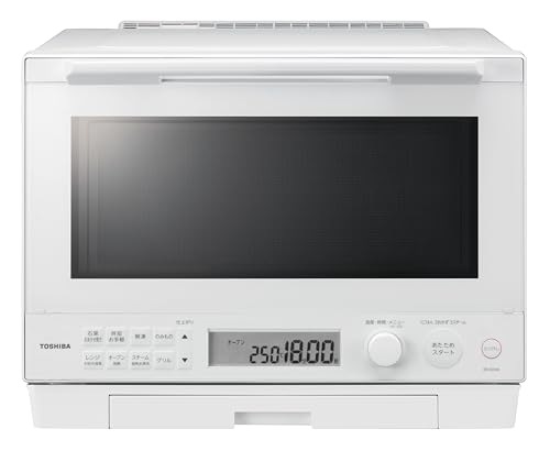 TOSHIBA(東芝) スチームオーブンレンジ 石窯ドーム 30L ER-XD100(W) グランホワイト 1段調理 手間なしお手入れ 簡単操作 フラットテーブル オーブンレンジ 電子レンジの外観・全体像 画像