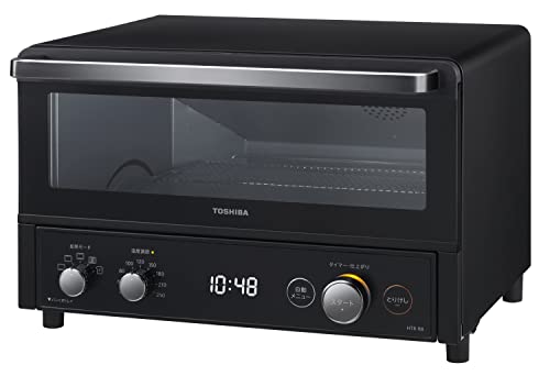 TOSHIBA(東芝) トースター オーブントースター 4枚焼き HTR-R8(K) ブラック 温度調節機能付き 角皿付き 自動メニュー タイマー30分の詳細・まとめ 画像