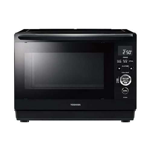 TOSHIBA(東芝) スチームオーブンレンジ 石窯ドーム ER-D80A(K) ブラック 250℃ 1段調理 フラットテーブル 電子レンジ 赤外線センサー ノンフライ調理 簡単お手入れ 小型 新生活 一人暮らし 二人暮らし ファミリーの外観・全体像 画像