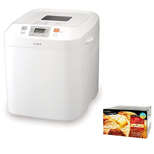 【シロカ公式ストア限定】シロカ 全自動ホームベーカリー SB-111 ホワイト 贅沢食パンミックス(1斤×4袋) SHB-MIX3100付き特別セット｜ホームベーカリー パン焼き機 全自動 17メニュー搭載 パン 2斤 餅つき機 もちつき機 ピザ生地 うどん・パスタ生地 そば生地 ジャム バター タイマー予約 コンパクト ギフト プレゼントの外観・全体像 画像