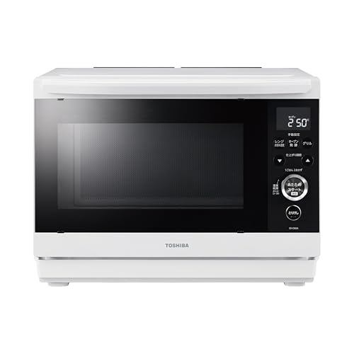 TOSHIBA(東芝) スチームオーブンレンジ 石窯ドーム ER-D80A(W) ホワイト 250℃ 1段調理 フラットテーブル 電子レンジ 赤外線センサー ノンフライ調理 簡単お手入れ 小型 新生活 一人暮らし 二人暮らし ファミリーの外観・全体像 画像