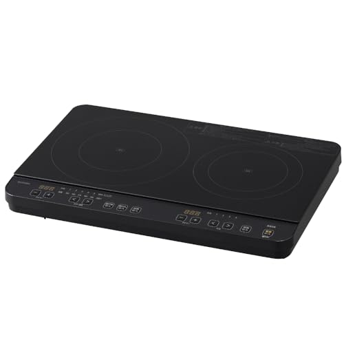 アイリスオーヤマ 2口IHコンロ IHK-WT41-B ブラックの外観・全体像 画像