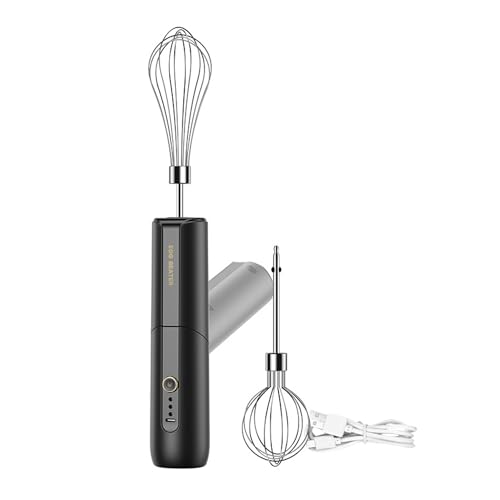 折りたたみ式・ハンドミキサ 3段階スピード調整 ハンドミキサーコードレス ワンプッシュ操作 ビーター2本付属 ビーター取外し可能 キッチン用 調味料・卵・ジャム 泡立て器 電動 スリム コンパクト 304ステンレス (ピンク,B)の特徴・詳細 画像