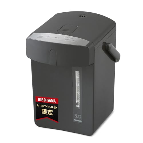 【Amazon.co.jp限定】【節電対策】 アイリスオーヤマ 電気ポット 3リットル 中の状態が一目で分かる 小型 マイコン式 保温調整 4段階 安全ロック カルキ抜き機能 お手入れ簡単 ブラック IAHD-230AZ-B 3lの外観・全体像 画像