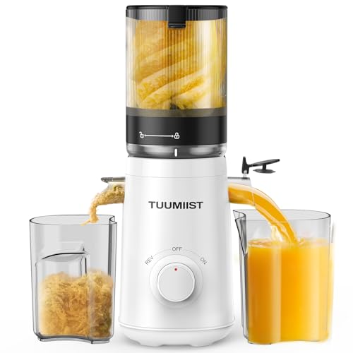 TUUMIIST ジューサー 13.46cm広い投入口 1.8L特大容量 スロージューサー 細かくカット不要 取り付け簡単 コールドプレスジューサー 搾りカス分離 BPAフリー ジューサーミキサー 白の外観・全体像 画像