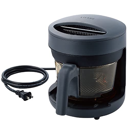 エレコム コンベクションオーブン ポット型 2L コンパクト 電気フライヤー ガラス容器 ガラス管カーボンヒーター 省電力 LiFERE ブラック HAC-AFP01BKの外観・全体像 画像