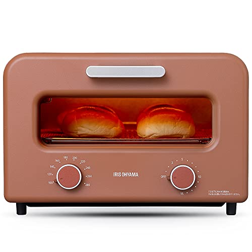 アイリスオーヤマ スチームカーボントースター オーブン 4枚焼き 表面サクサク ふんわり柔らかスチーム機能 スチーム 無段階温度調整 切り替え タイマー 遠赤外線 カーボンヒーター 広々でピザも焼ける グラタン SOT-401-T テラコッタの外観・全体像 画像